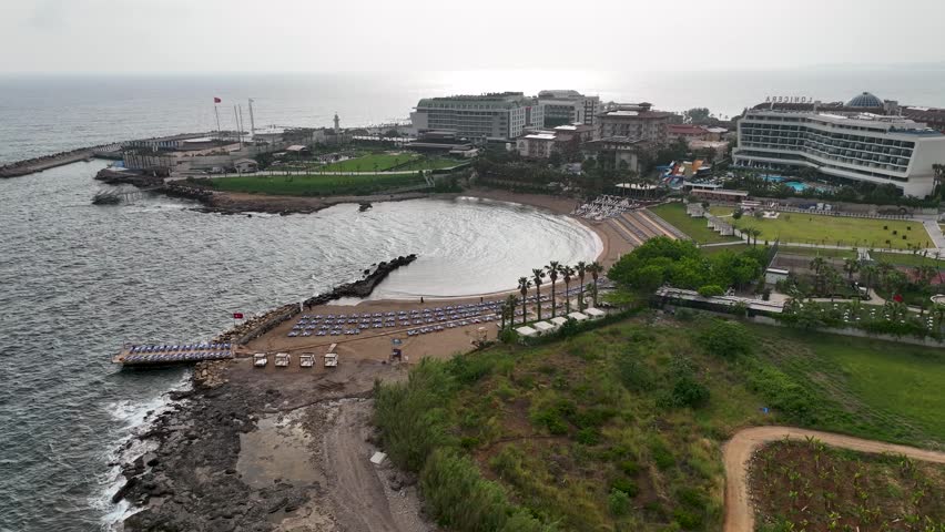 Infrastructure of hotels aerial view Turkey Alanya 4K
