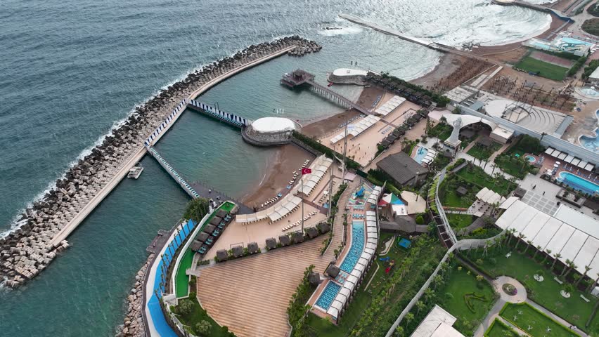 Infrastructure of hotels aerial view Turkey Alanya 4K