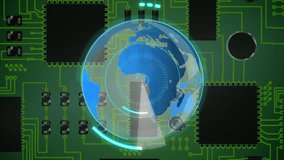 Animation of 5g, globe, data processing over integrated circuit. global network, connections, data and technology concept digitally generated video. - Powered by Shutterstock - Get 15% off with code: PIKWIZARD15