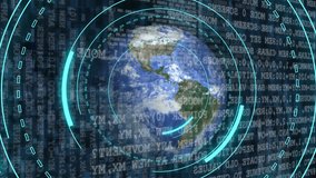 Animation of 5g over globe, data processing and integrated circuit on black background. global network, connections, data and technology concept digitally generated video. - Powered by Shutterstock - Get 15% off with code: PIKWIZARD15