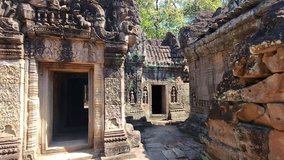 Mysterious Ancient ruins Ta Som temple - famous Cambodian landmark, Angkor Wat complex of temples. Siem Reap, Cambodia.