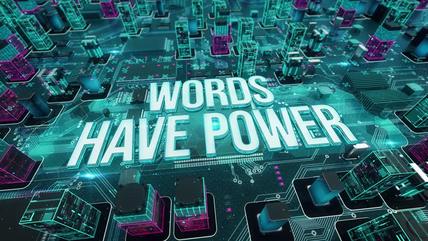 Words Have Power with digital technology hitech concept. 3D Illustration | Shutterstock HD Video #1100988073