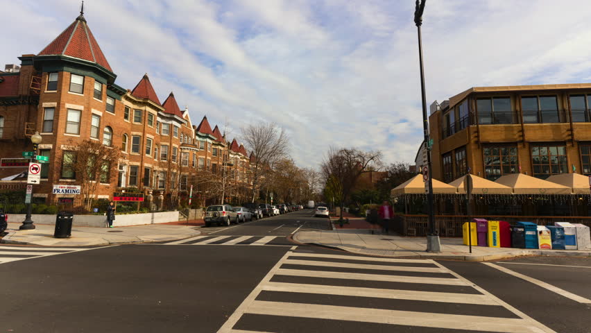 Timelapse Panning An Intersection In The Kalorama Neighborhood - Washington, District of Columbia