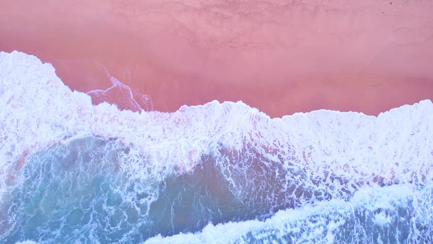 Top view Beautiful waves sea surface seashore, Amazing waves crashing on sandy shore, Nature and travel background | Shutterstock HD Video #1101000629