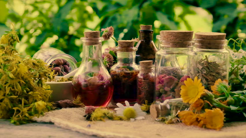 Bottled herbal tincture, homeopathy. Selective focus Nature