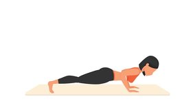 Planc exercise tutorial. Female workout on mat