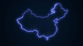 Neon Blue China Map Borders Outline Loop Background. Neon Blue Colored China Map Borders Outline Seamless Loop Dark Background. China Neon Map Borders Outline. - Powered by Shutterstock - Get 15% off with code: PIKWIZARD15