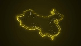 3D Moving Neon Yellow China Map Borders Outline Loop Background. Neon Yellow Colored China Map Borders Outline Seamless Loop Dark Background. China Neon Map Borders Outline. - Powered by Shutterstock - Get 15% off with code: PIKWIZARD15