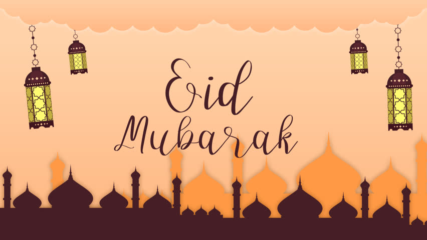 Eid Mubarak ,Eid Al Adha and Eid Al Fitr Happy holiday written in arabic calligraphy on luxury background with blinking stars and moon. Eid social media animated post video. | Shutterstock HD Video #1101018867