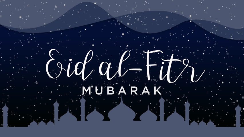 Eid al-Fitr Mubarak animation text with luxury background. Great for video introduction 4K Footage and use as a card for the celebration of Ramadan Kareem celeation in Muslim community. | Shutterstock HD Video #1101018889