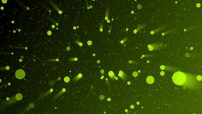 Animated light green particles with green light rays background