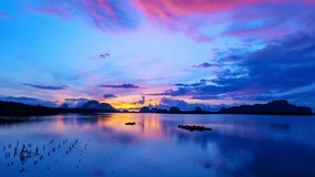 Amazing light nature Timelapse sky and clouds in sunset or sunrise time,Beautiful nature landscape background
