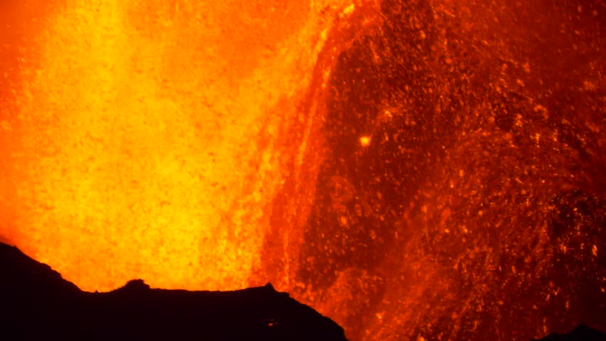 Volcanic Expelling Lava From La Palma Volcano CumbreVieja With Some Pyroclasts