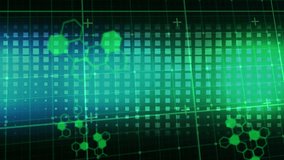 Animation of chemical structures and data processing squared shaped gradient design background. Medical research and science technology concept - Powered by Shutterstock - Get 15% off with code: PIKWIZARD15