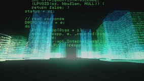 Animation of data processing over glowing 3d city model in seamless pattern on black background. Computer interface and business technology concept - Powered by Shutterstock - Get 15% off with code: PIKWIZARD15