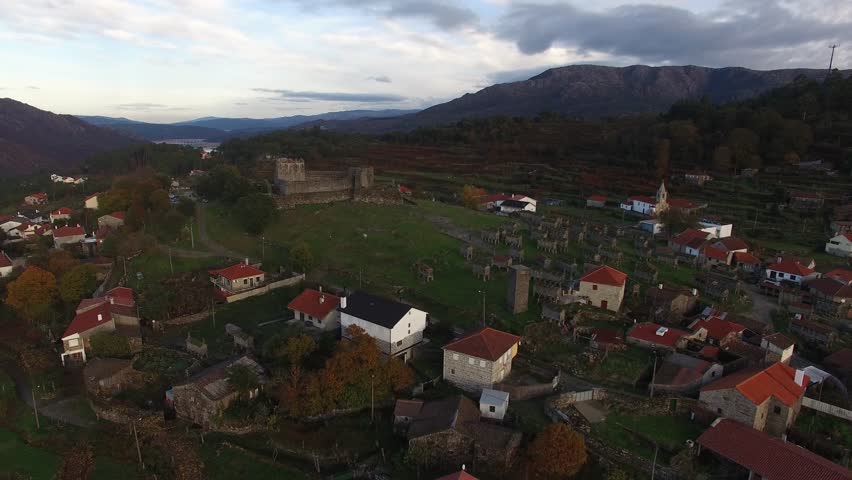 Flying Over Beautiful Portuguese Village of Lindoso