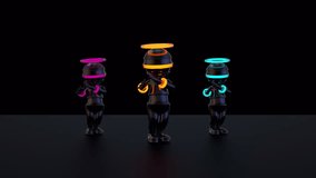 Colorful Bubble Dancers Loop 3D Animation Video With Alpha