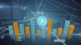 Animation of ticking clock, graphs, network of connections and data processing on blue background. Computer interface and business data technology concept - Powered by Shutterstock - Get 15% off with code: PIKWIZARD15