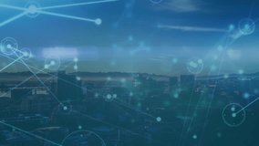 Animation of network of connections over cityscape. Global business and digital interface concept digitally generated video. - Powered by Shutterstock - Get 15% off with code: PIKWIZARD15