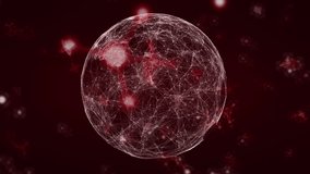 Animation of glowing globe and molecules on brown background. Global science and research concept digitally generated video.
