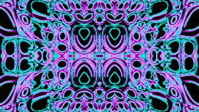 Trippy abstract kaleidoscope visual with rainbow colors and retro-futuristic vibes, perfect for party invitations and flyers. High quality FullHD footage.