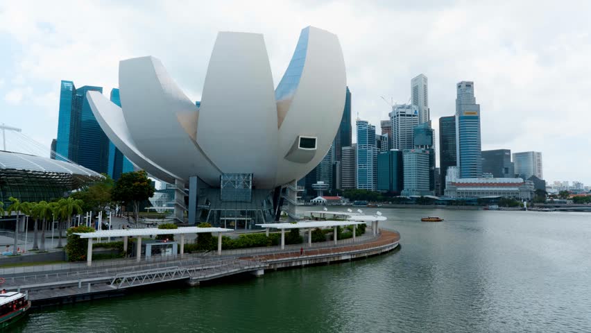ArtSciene Museum View Cityscape Business Centre Time Lapse, Singapore