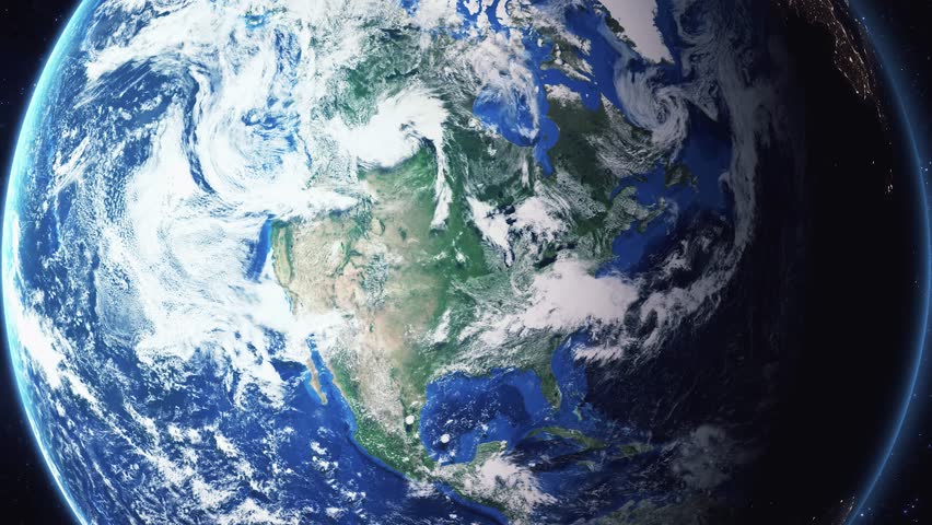 Earth zoom in from space and focus on Dubuque, Iowa, USA. 3D Animation. Background for travel intro. 