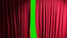 Red velvet theater curtains opening and closing. Isolated background with green chroma key, 4k. - Powered by Shutterstock - Get 15% off with code: PIKWIZARD15