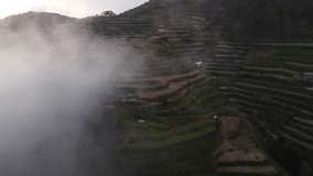 Aerial video over rice terraces in the mountains of the Philippines