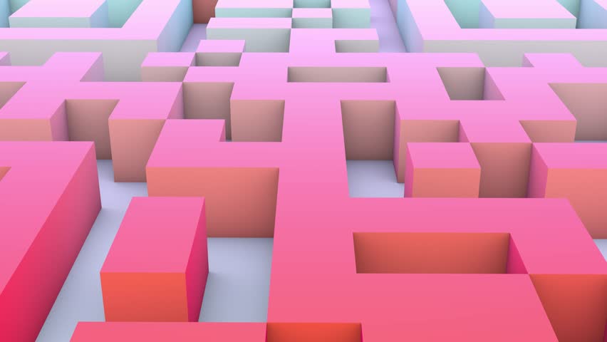 Neon futuristic maze. Path in a puzzle with an exit. Solving a complex problem and achieving a goal. 3D animation, camera movement. | Shutterstock HD Video #1101082703