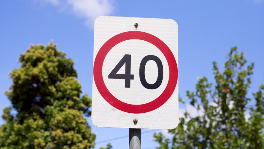 40 kilometer per hour road sign, Australia Royalty-Free Stock Footage #1101085553