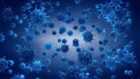 Animation of blue viruses on dark blue background. Viruses require living organism to replicate. Viral infection and disease epidemic concept - Powered by Shutterstock - Get 15% off with code: PIKWIZARD15