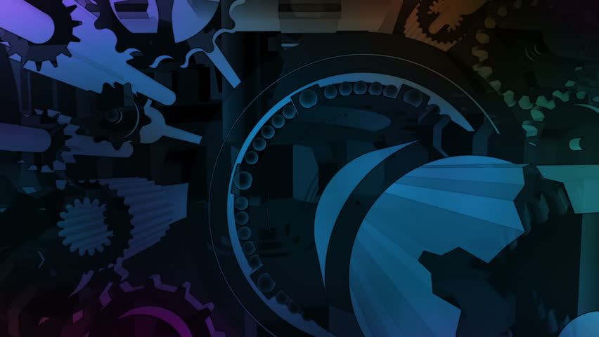 Looping animated industrial gears background in dark blue and magenta twenty second loop Royalty-Free Stock Footage #1101087967
