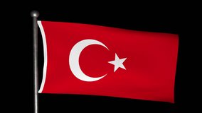 Turkish Flag with 3D animation alpha channel