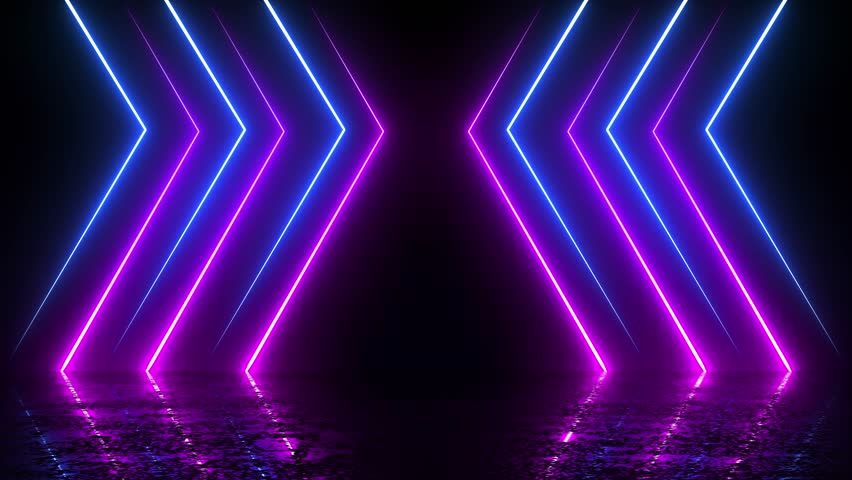 Abstract Neon Glowing Lights Stage Video Background Loop 4K. Modern Colorful Lighting, Retro Futuristic Background Video. | Shutterstock HD Video #1101091365