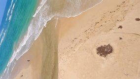 Arroyo Salado beach, Dominican Republic. Aerial drone fpv and vertical format