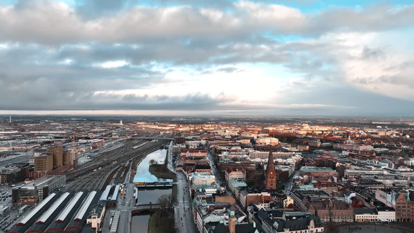 Drone footage of Malmo, Sweden