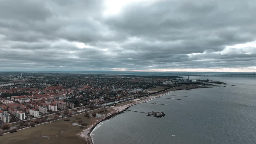Drone footage of Malmo, Sweden