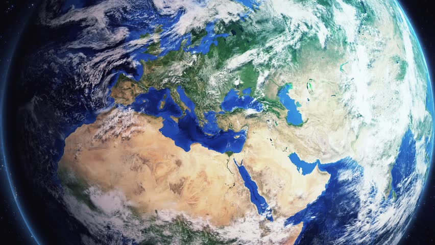 Zoom of the earth from space to the Gran Canaria Airport, Spain. 3D Animation