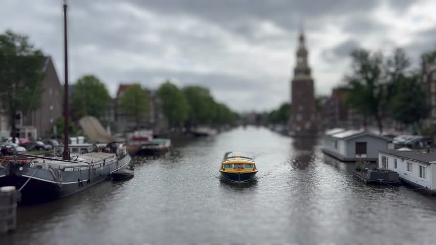 Focus On The Boat On The Amsterdam Canal, Tilt Shift Lens