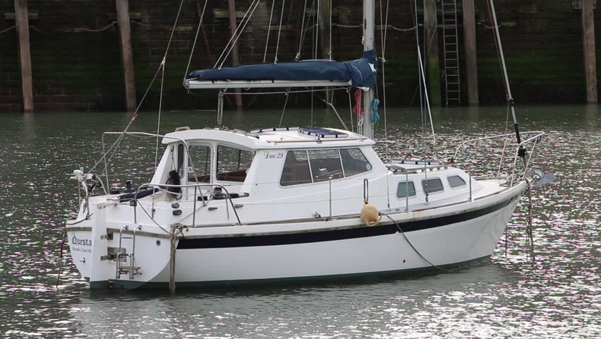 Sailing boat moored in harbour. Ilfracombe. Devon. England. UK