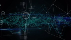 Animation of neon ticking clock over glowing blue digital wave against network of connections. Global networking and business technology concept - Powered by Shutterstock - Get 15% off with code: PIKWIZARD15