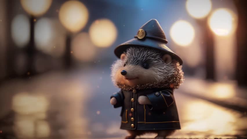 A Stunning Cinematic Scene of an Urban Hedgehog Patrol with Vibrant City Atmosphere and Fashionable People - Featuring VR and Super-Resolutio 3D Render