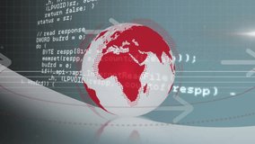 Animation of computer language over globe and up arrows against abstract background. Digitally generated, hologram, illustration, globalization, illuminated, coding, machine learning and technology. - Powered by Shutterstock - Get 15% off with code: PIKWIZARD15