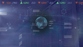 Animation of screens with data processing over molecular structures floating against spinning globe. Medical research science and business technology concept - Powered by Shutterstock - Get 15% off with code: PIKWIZARD15