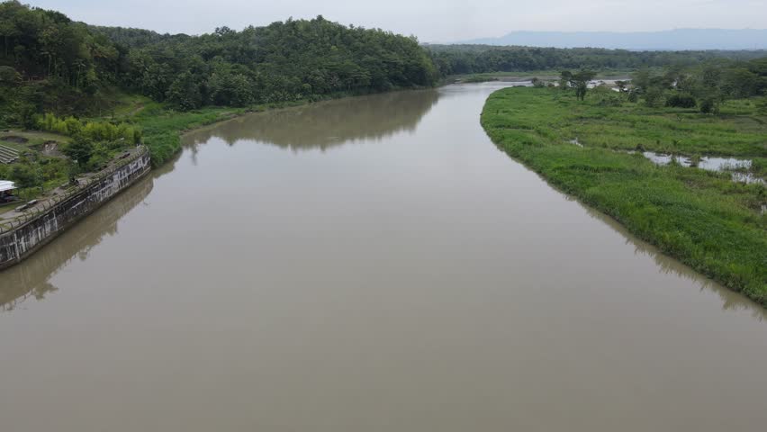 Aerial view of big river in Indonesia for background