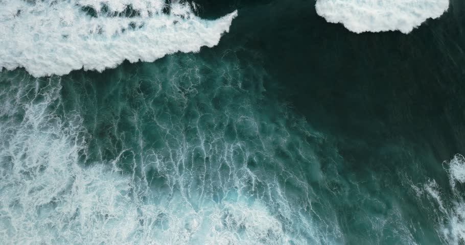 Top View of the Giant Waves, Foaming and Splashing in the Ocean, Indonesia, Bali | Shutterstock HD Video #1101107205