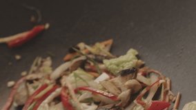 Organic food styling and ripe food. Fall vegetables on blue background. Cooking natural vegetables. Variety of vegetables with red and green pepper, salat, cucumber, onion, mushroom, leaf. - Powered by Shutterstock - Get 15% off with code: PIKWIZARD15