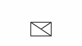 Animated refusal letter linear icon. Receive negative response by mail. Rejection. Seamless loop HD video with alpha channel on transparent background. Outline motion graphic animation