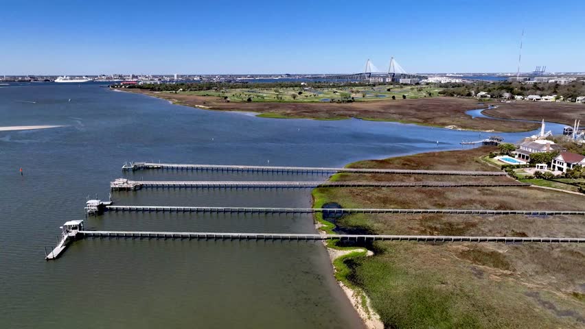 deep water docks along the cooper river near charleston sc, south carolina near shem creek
